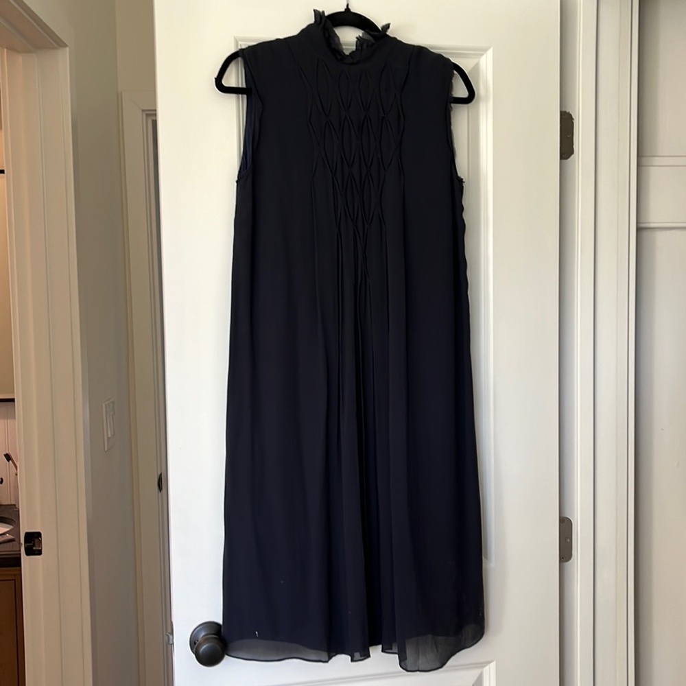 Silk high collar midi dress